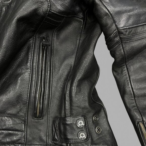 Scorpion Black Leather Motorcycle Racing Padded Armoured Biker Jacket Women's M - Picture 12 of 15